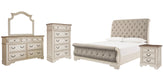 Realyn California King Sleigh Bed with Mirrored Dresser, Chest and Nightstand Homeline Furniture