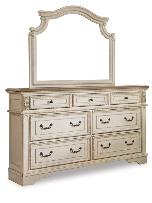 Realyn California King Sleigh Bed with Mirrored Dresser, Chest and Nightstand Homeline Furniture