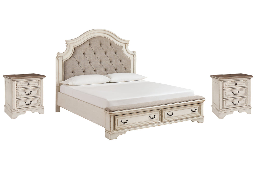 Realyn California King Upholstered Bed with 2 Nightstands Homeline Furniture