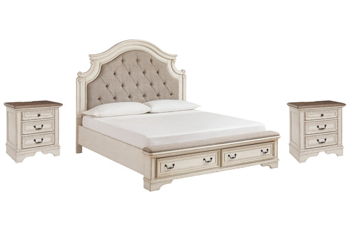 Realyn California King Upholstered Bed with 2 Nightstands Homeline Furniture