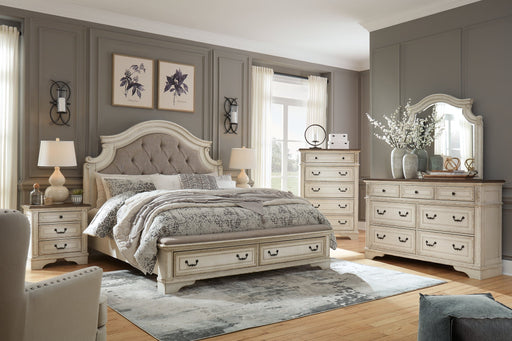 Realyn California King Upholstered Bed with Mirrored Dresser Homeline Furniture