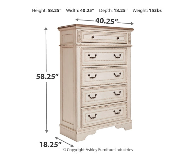 Realyn California King Upholstered Bed with Mirrored Dresser and Chest Homeline Furniture