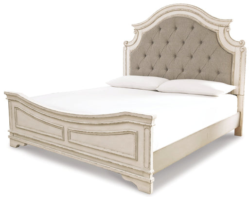 Realyn California King Upholstered Panel Bed with Dresser Homeline Furniture