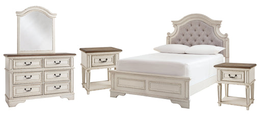 Realyn Full Panel Bed with Mirrored Dresser and 2 Nightstands Homeline Furniture