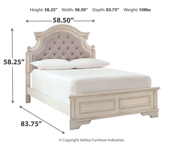 Realyn Full Panel Bed with Mirrored Dresser and Chest Homeline Furniture