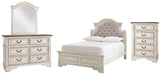 Realyn Full Panel Bed with Mirrored Dresser and Chest Homeline Furniture