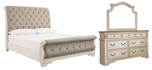 Realyn Queen Sleigh Bed with Mirrored Dresser Homeline Furniture