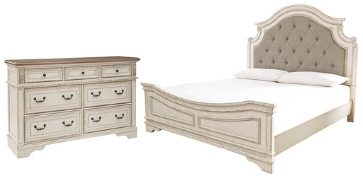 Realyn Queen Upholstered Panel Bed with Dresser Homeline Furniture