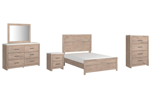 Senniberg Full Panel Bed with Mirrored Dresser, Chest and Nightstand Homeline Furniture