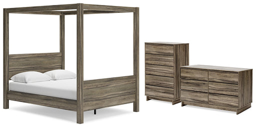 Shallifer Queen Canopy Bed with Dresser and Chest Homeline Furniture