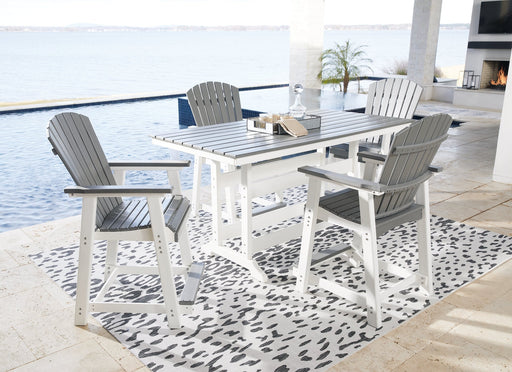 Transville Outdoor Counter Height Dining Table and 4 Barstools Homeline Furniture