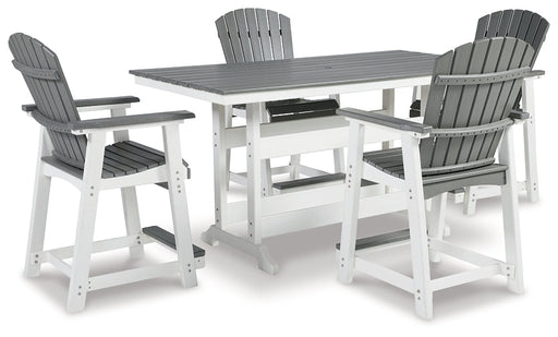 Transville Outdoor Counter Height Dining Table and 4 Barstools Homeline Furniture