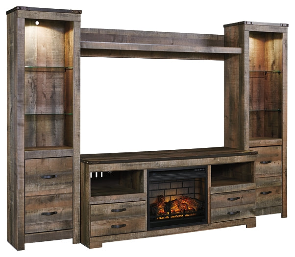 Trinell 4-Piece Entertainment Center with Electric Fireplace Homeline Furniture