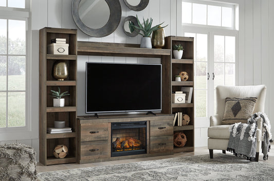 Trinell 4-Piece Entertainment Center with Electric Fireplace Homeline Furniture