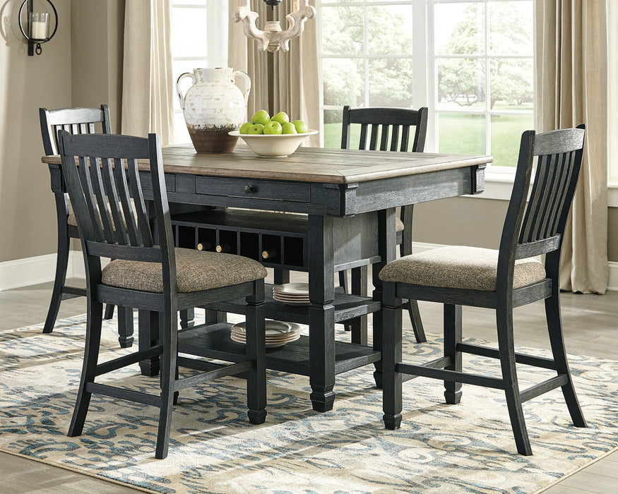 Tyler Creek Counter Height Dining Table and 4 Barstools Homeline Furniture