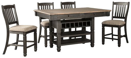 Tyler Creek Counter Height Dining Table and 4 Barstools Homeline Furniture