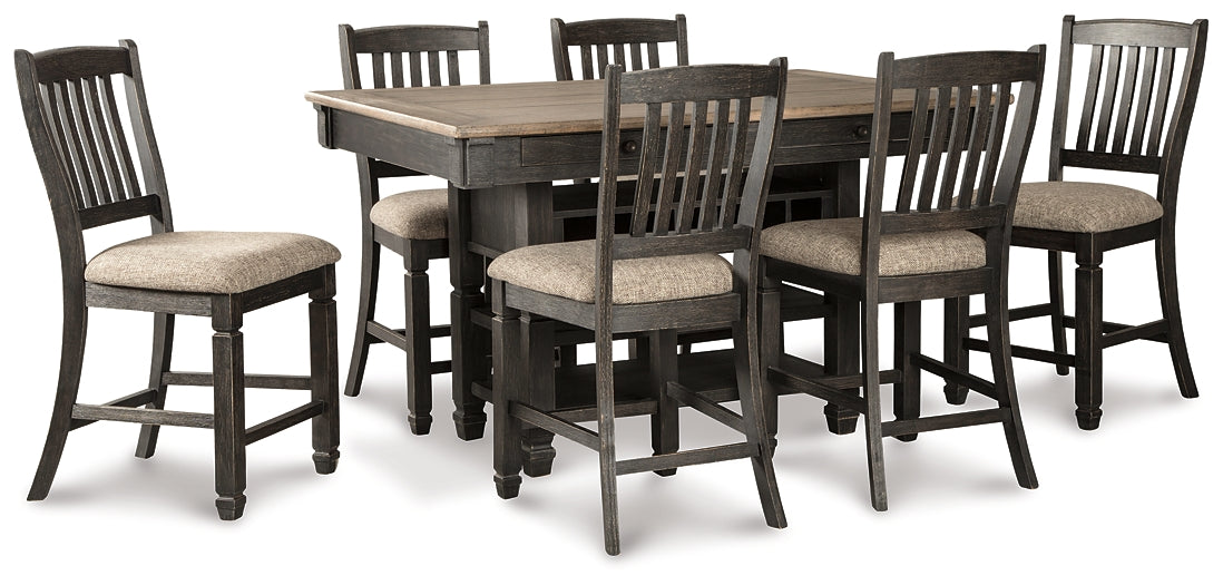 Tyler Creek Counter Height Dining Table and 6 Barstools Homeline Furniture