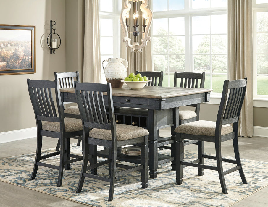 Tyler Creek Counter Height Dining Table and 6 Barstools Homeline Furniture