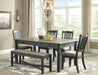 Tyler Creek Dining Table and 4 Chairs and Bench Homeline Furniture