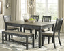 Tyler Creek Dining Table and 4 Chairs and Bench Homeline Furniture