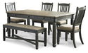 Tyler Creek Dining Table and 4 Chairs and Bench Homeline Furniture