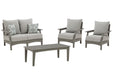 Visola Outdoor Loveseat and 2 Lounge Chairs with Coffee Table Homeline Furniture