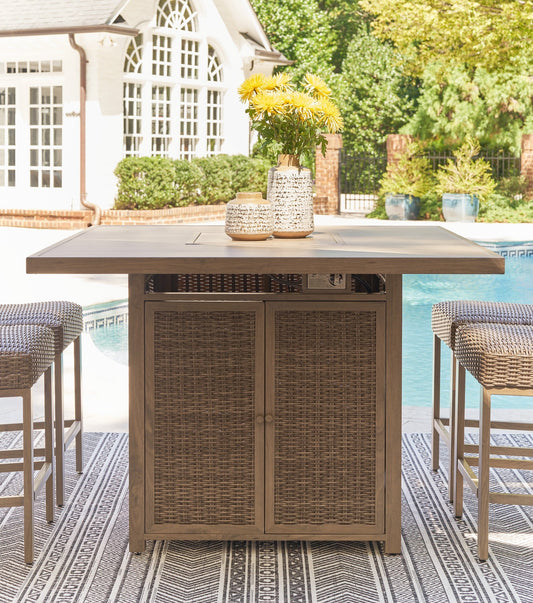 Walton Bridge Square Bar Table w/Fire Pit Homeline Furniture