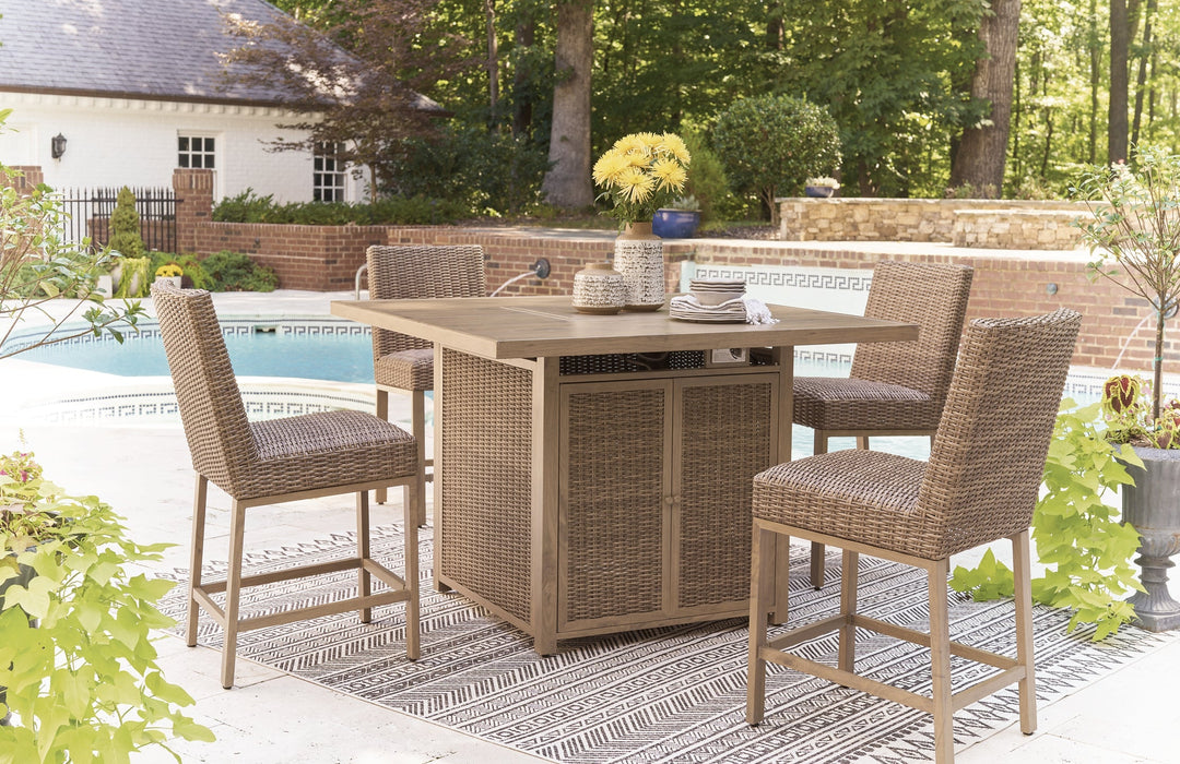 Walton Bridge Square Bar Table w/Fire Pit Homeline Furniture