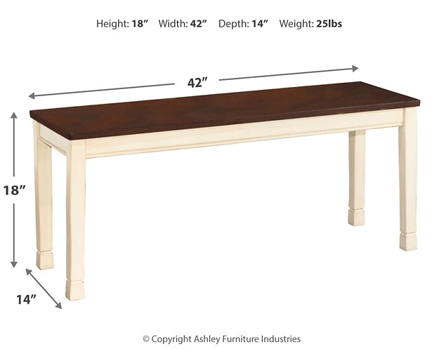 Whitesburg Dining Table and 4 Chairs and Bench Homeline Furniture