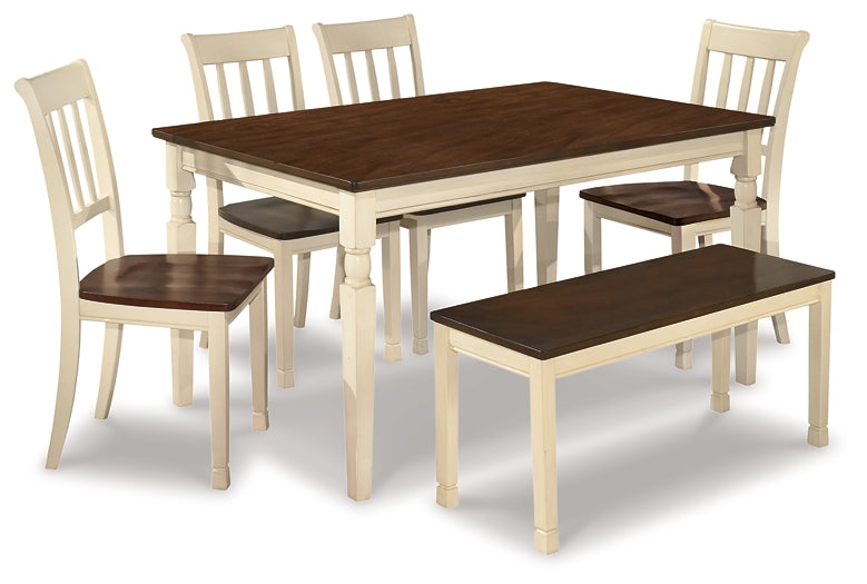 Whitesburg Dining Table and 4 Chairs and Bench Homeline Furniture