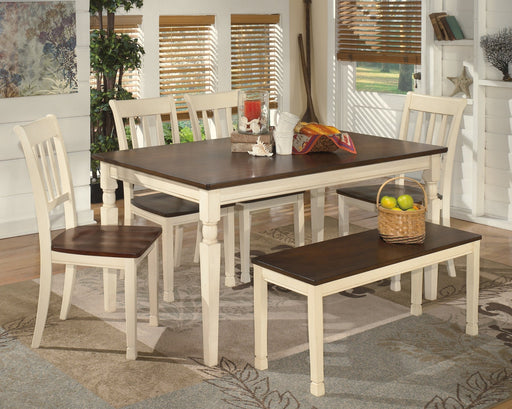 Whitesburg Dining Table and 4 Chairs and Bench Homeline Furniture