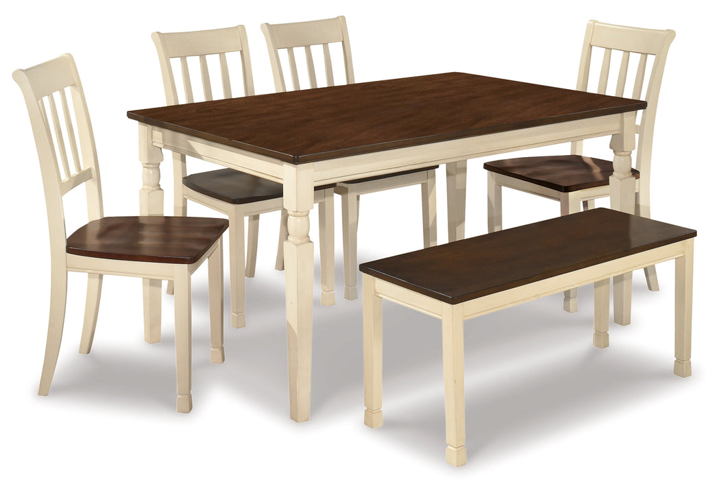 Whitesburg Dining Table and 4 Chairs and Bench Homeline Furniture