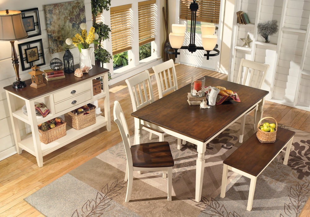 Whitesburg Dining Table and 4 Chairs and Bench Homeline Furniture