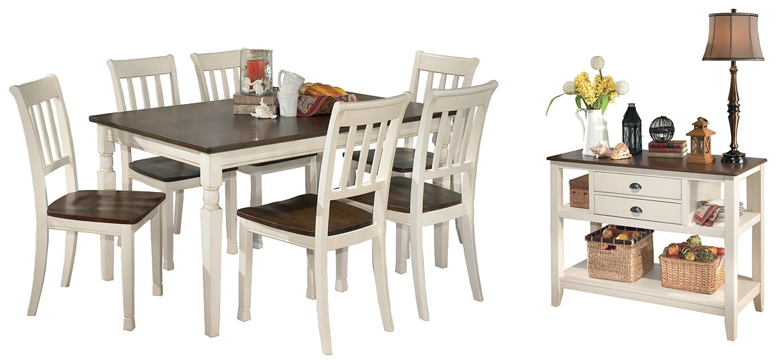 Whitesburg Dining Table and 6 Chairs with Storage Homeline Furniture