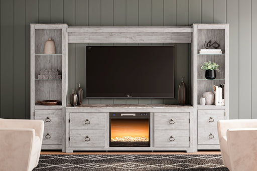 Willowton 4-Piece Entertainment Center with Electric Fireplace Homeline Furniture