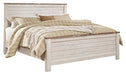 Willowton California King Panel Bed with Mirrored Dresser and 2 Nightstands Homeline Furniture