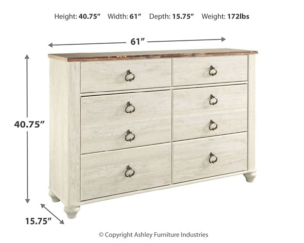 Willowton Six Drawer Dresser Homeline Furniture