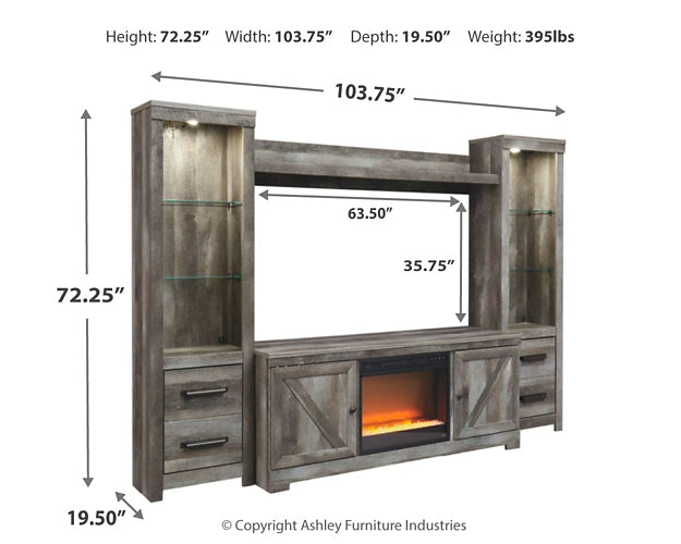 Wynnlow 4-Piece Entertainment Center with Electric Fireplace Homeline Furniture