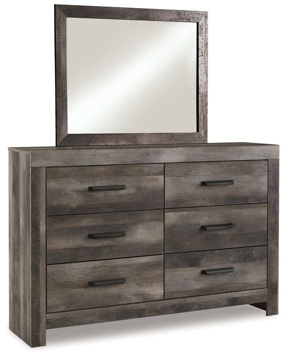 Wynnlow King Crossbuck Panel Bed with Mirrored Dresser Homeline Furniture