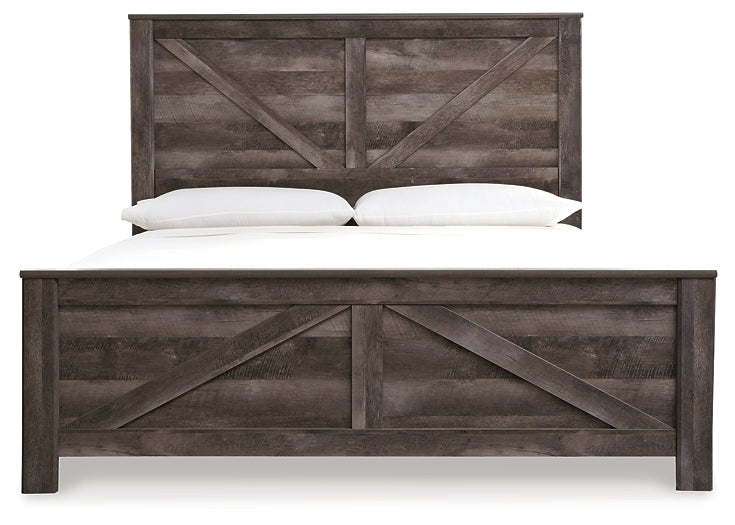 Wynnlow King Crossbuck Panel Bed with Mirrored Dresser and 2 Nightstands Homeline Furniture