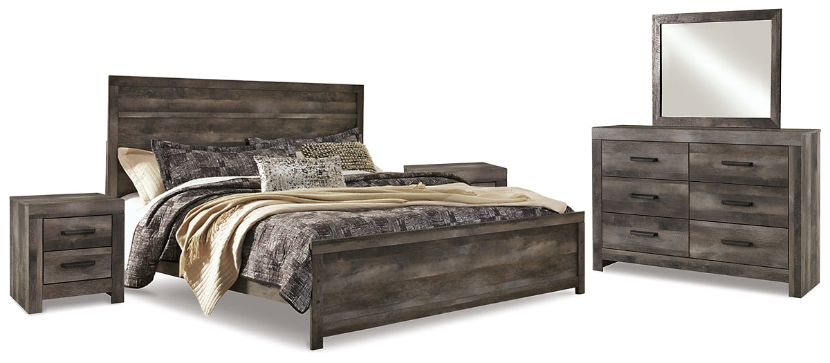 Wynnlow King Panel Bed with Mirrored Dresser and 2 Nightstands Homeline Furniture