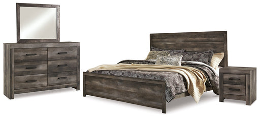 Wynnlow King Panel Bed with Mirrored Dresser and Nightstand Homeline Furniture