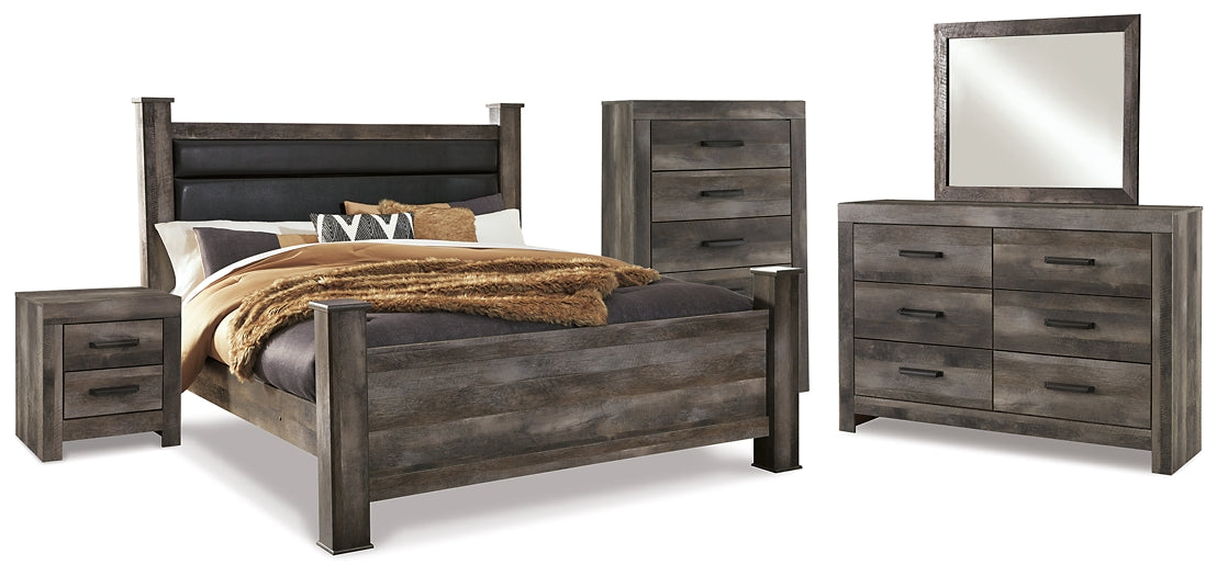 Wynnlow King Poster Bed with Mirrored Dresser, Chest and Nightstand Homeline Furniture