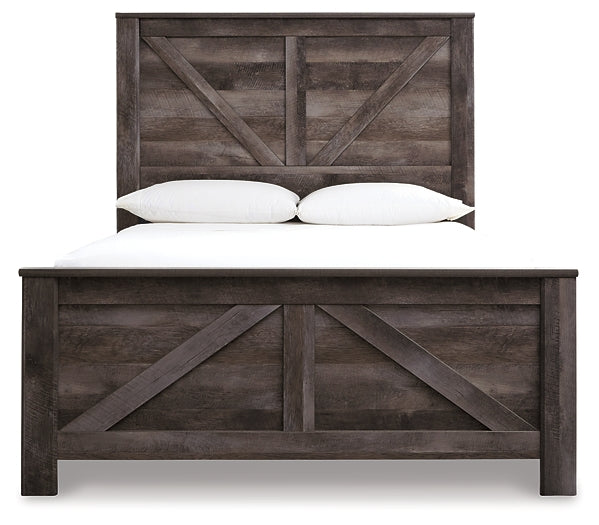 Wynnlow Queen Crossbuck Panel Bed with Mirrored Dresser, Chest and 2 Nightstands Homeline Furniture