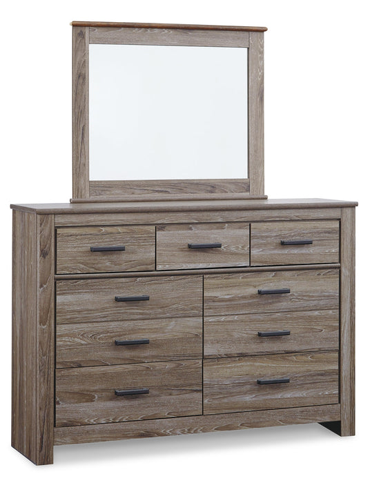 Zelen Full Panel Bed with Mirrored Dresser, Chest and Nightstand Homeline Furniture