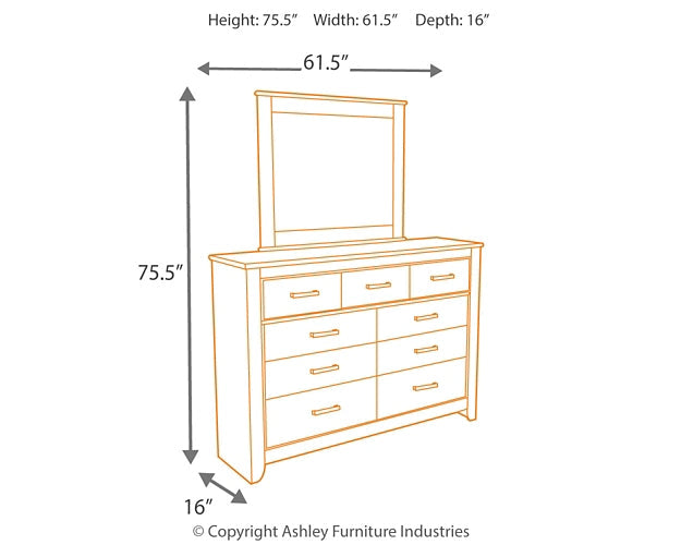 Zelen Full Panel Bed with Mirrored Dresser Homeline Furniture