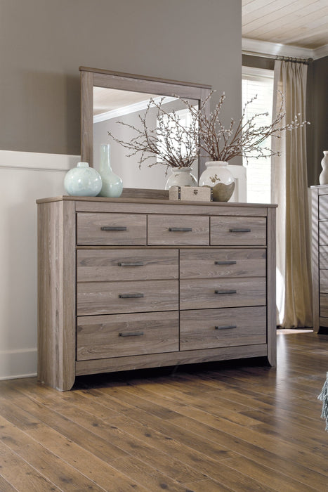 Zelen Full Panel Bed with Mirrored Dresser Homeline Furniture