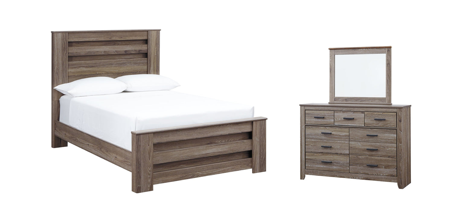 Zelen Full Panel Bed with Mirrored Dresser Homeline Furniture