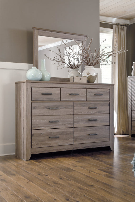 Zelen Full Panel Bed with Mirrored Dresser and Chest Homeline Furniture