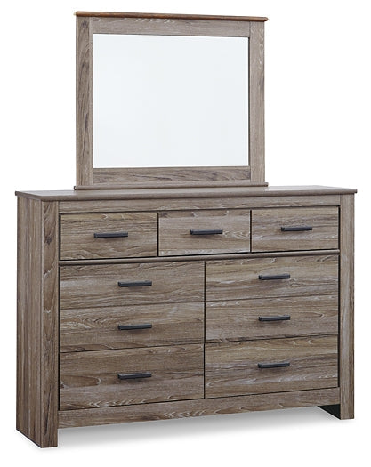 Zelen Full Panel Headboard with Mirrored Dresser, Chest and 2 Nightstands Homeline Furniture